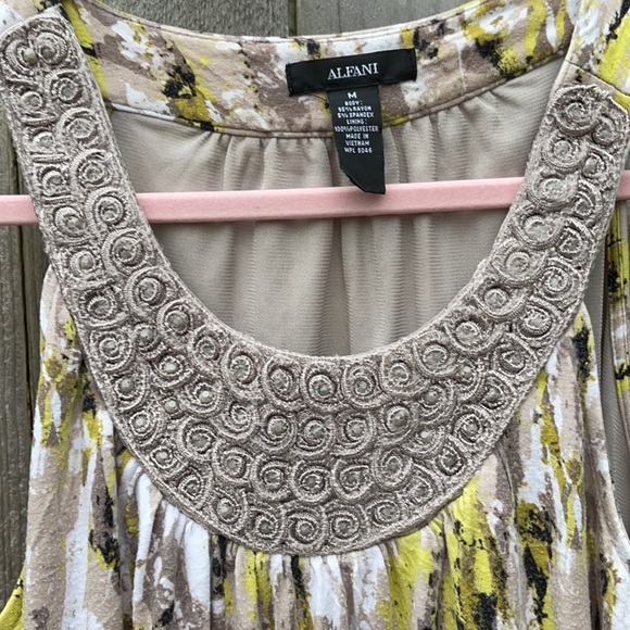 💛Embellished Alfani Blouson Tank Top M - Picture 3 of 9